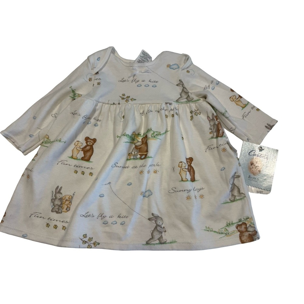 vintage Carter's 3-6 months bear Dress let's fly a kite new with tags